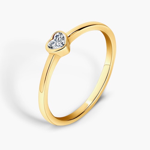 Pierścionek zaręczynowy Pure: złoty, diament w szlifie serce